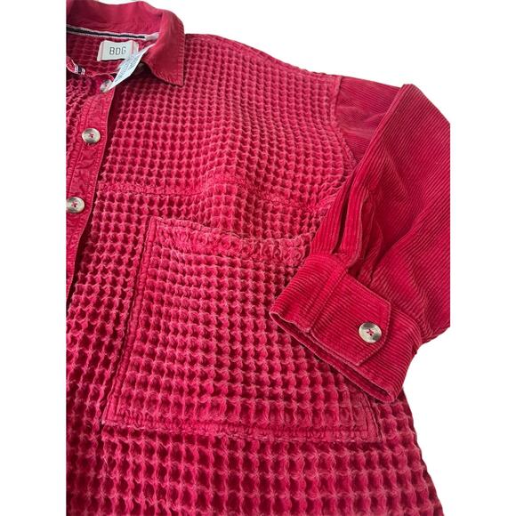 NWT BDG Bryson Waffle Knit Red Shirt Jacket Urban Outfitters Size Large - Picture 5 of 8